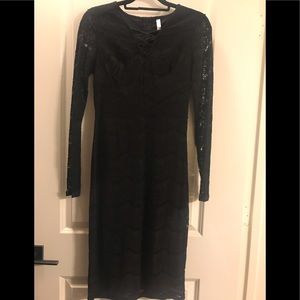 Xhilaration Black Long Sleeve Lace Dress Small